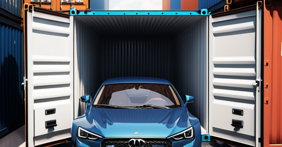 Vehicle in a shipping container